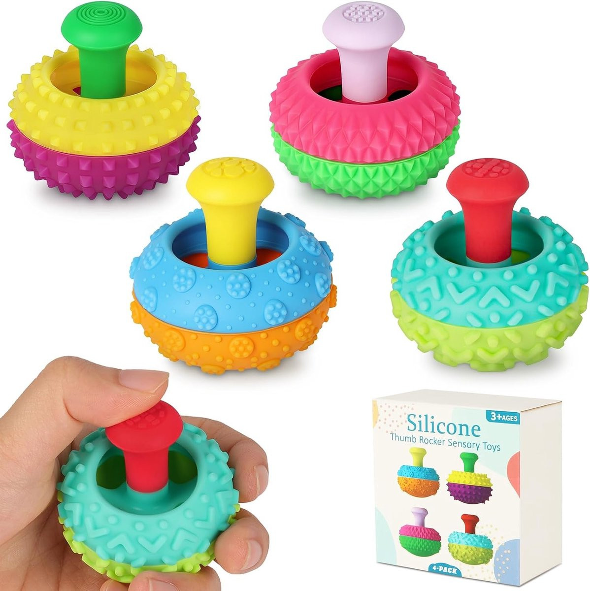 Set van 4 siliconen fidget toys met grappige textuur voor stressverlichting en ontspanning