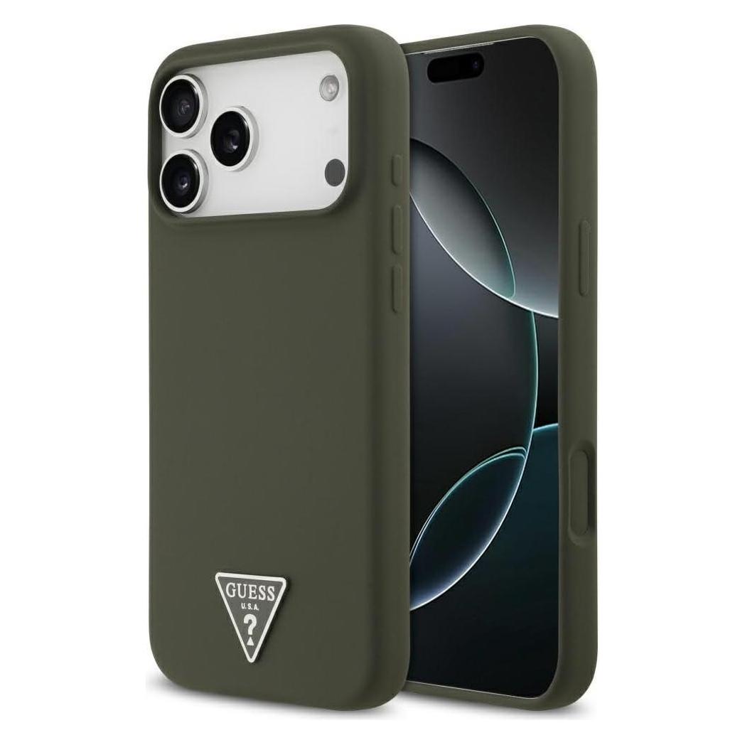 Guess - Silicone Triangle Logo MagSafe (GUHMP17XSCTRLMA) - iPhone 17 Pro Max - Khaki (Apple iPhone 17 Pro Max) (GUESS)