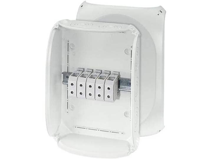 Hensel KF 5050 G Kabelabzweigkasten wetterfest IP66 mit Klemme Feuchtraumdose 16-50 qmm 3phasig, mit 5-poliger Klemme, für Outdoor & Keller, grau