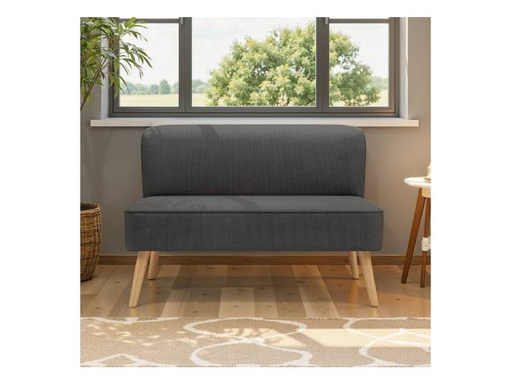 Blishom 2-Sitzer 2-Sitzer Sofa ohne Armlehnen mit Eukalyptusholzfüßen, 2-Sitzer Sofa, Strukturbezug, ohne Armlehnen, Holzfüße