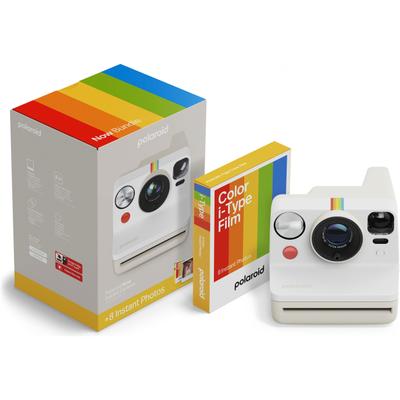 POLAROID Sofortbildkamera "Now Gen 3 + Farbfilm-Paket (8 Fotos)", weiß (pepple weiß), B:15,02cm H:11,22cm T:9,6cm, Fotokameras