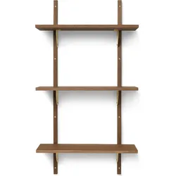 Sector Regal 54 cm dreifach dunkle Eiche mit Messing-Befestigung