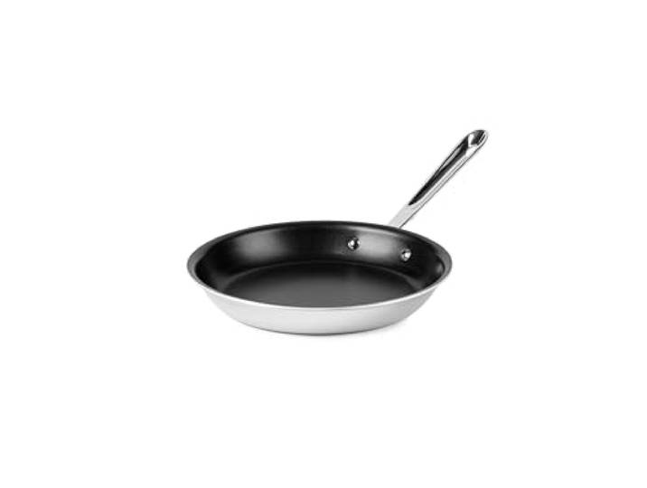All-Clad D3 22,9 cm Edelstahl Pro Antihaft-Bratpfanne, 3-lagige Edelstahlpfanne, Induktion, ofenfest, 500F, Pfannkuchen-Eierpfanne, Bratpfanne, professionelles Kochgeschirr, Silber