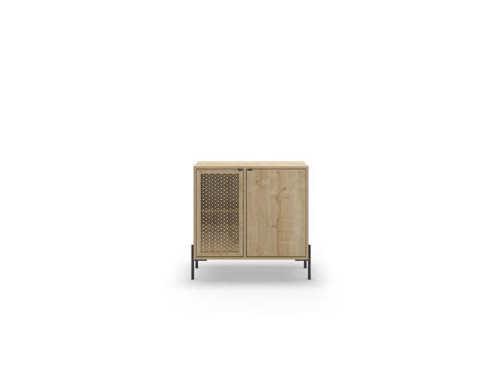 STERA - Mini commode 2 portes 83cm en mélamine - Chêne clair