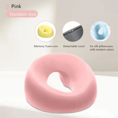 Perfect Picks Market Memory Foam Face Down Pillow For Desk Naps Ergonomic Headrest For Comfort & Massage pink