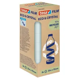 tesa 8x Klebefilm »CRYSTAL RECYCLED« 19mm/33m, 1.9 cm