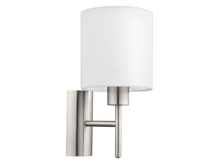 Eglo Applique murale Pasteri\, lampe murale textile 1 flamme\, lampe de couloir en métal argenté et tissu blanc\, douille E27