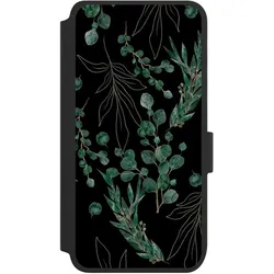 Nivocase Klapphülle für Samsung Galaxy S25 Handyhülle aus Kunst Leder NIVOflip schwarz Blätter Natur (Samsung Galaxy S25), Smartphone Hülle, Schwarz