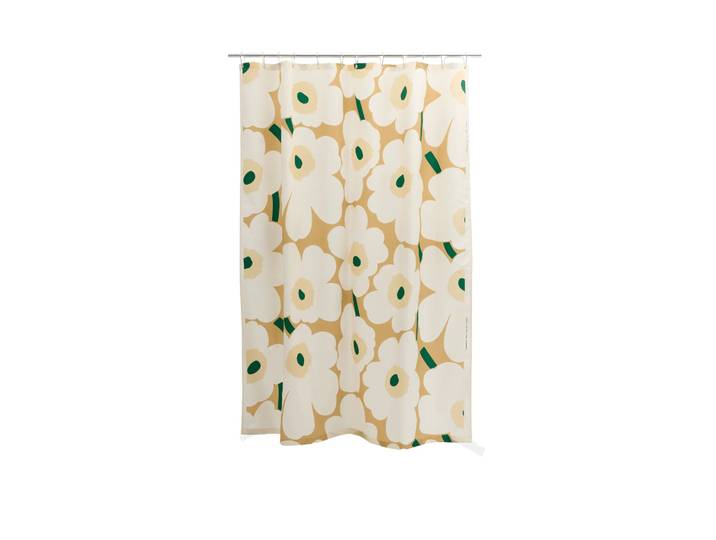 Marimekko Rideau de douche Unikko Sand-off white-hay-emerald