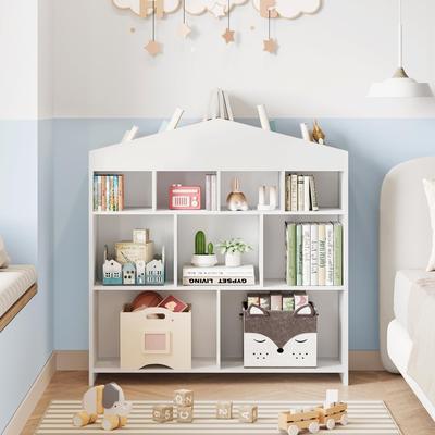 Garvee "40"" White House-Shaped Kids Bookshelf & 9-Cubby Storage"