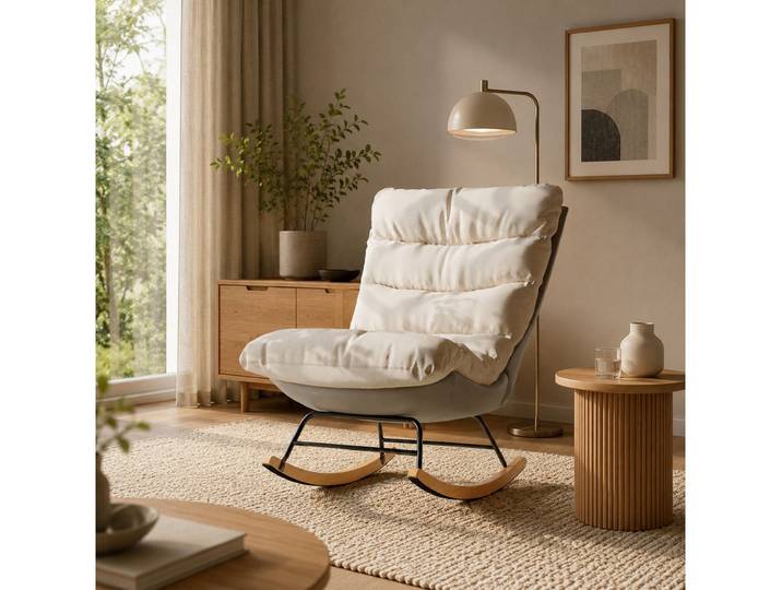 Simurq Schaukelstuhl Stillsessel Relaxsessel Schaukelsessel (1 St), weiche und bequeme Rückenlehne,für Sitzen, Lesen & Liegen