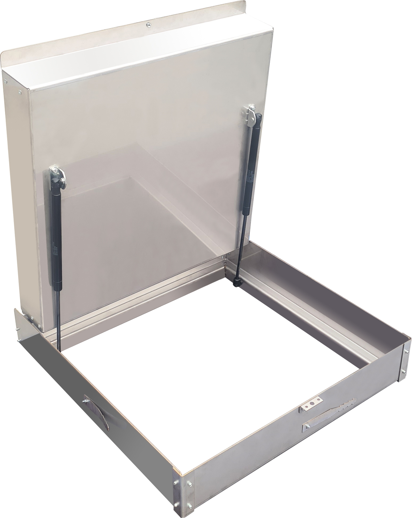 Schachtabdeckung 600x600x80 Edelstahl Schachtdeckel Gasdruckfedern auspflasterbar EN124 A15