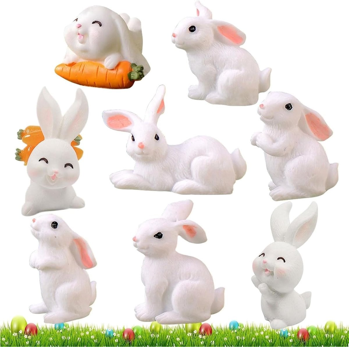 Set van 24 Miniatuur Konijnen Figuren voor Decoratie in Tuin en Huis