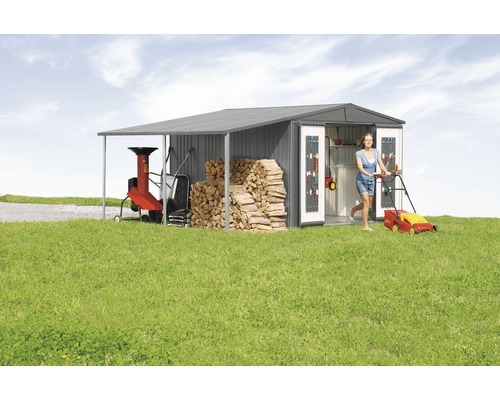 Biohort 42032, Gartenhaus-Vordach, Grau, Stahl, Europa 6/7, EN 13501-1 A1, 1500 mm