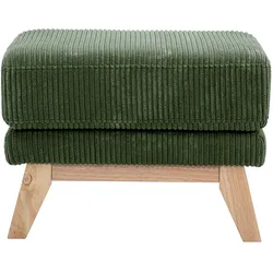 Skandinavischer Hocker aus Kord-Samt in khakigrün und hellem Holz OSLO