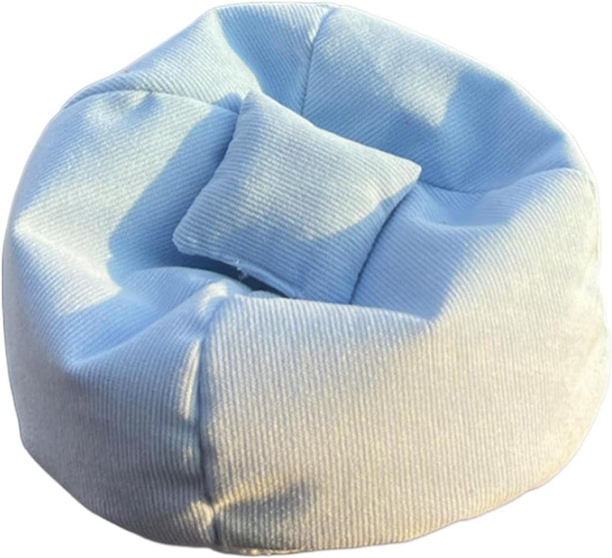 Blauwe Mini Zitzak Ornament - Handgemaakt Poppenhuis Meubel - 15 cm
