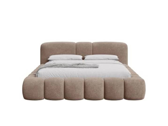 Chilly. Möbel Design Bett Bianco - Komfort Polsterbett mit Bettkasten, Metallrahmen, Stauraum und gepolstertem Kopfteil - 160x200 cm - Monte Braun