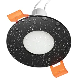 ledscom.de Bad-Deckeneinbaurahmen ERID, Feuchtraum, Badezimmer, IP44, rund, schwarz matt, PAR16 LED 7W, 630lm, weiß, 103°