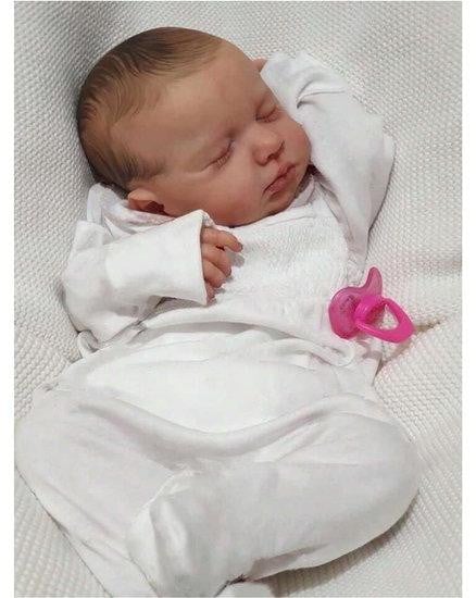 Zeer realistische Reborn baby pop met handgemaakt haar en zacht lichaam, 50,8 cm, wit