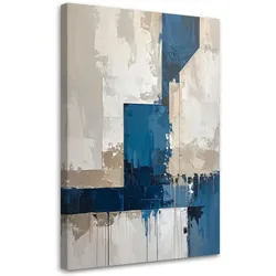 LEINWANDBILDER, Beige blaue Abstrakt