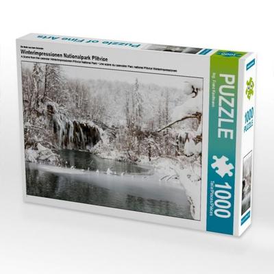 CALVENDO Puzzle Ein Motiv aus dem Kalender Winterimpressionen Nationalpark Plitvice 1000 Teile Puzzle quer | 1000 Teile Lege-Größe 64 × 48 cm
