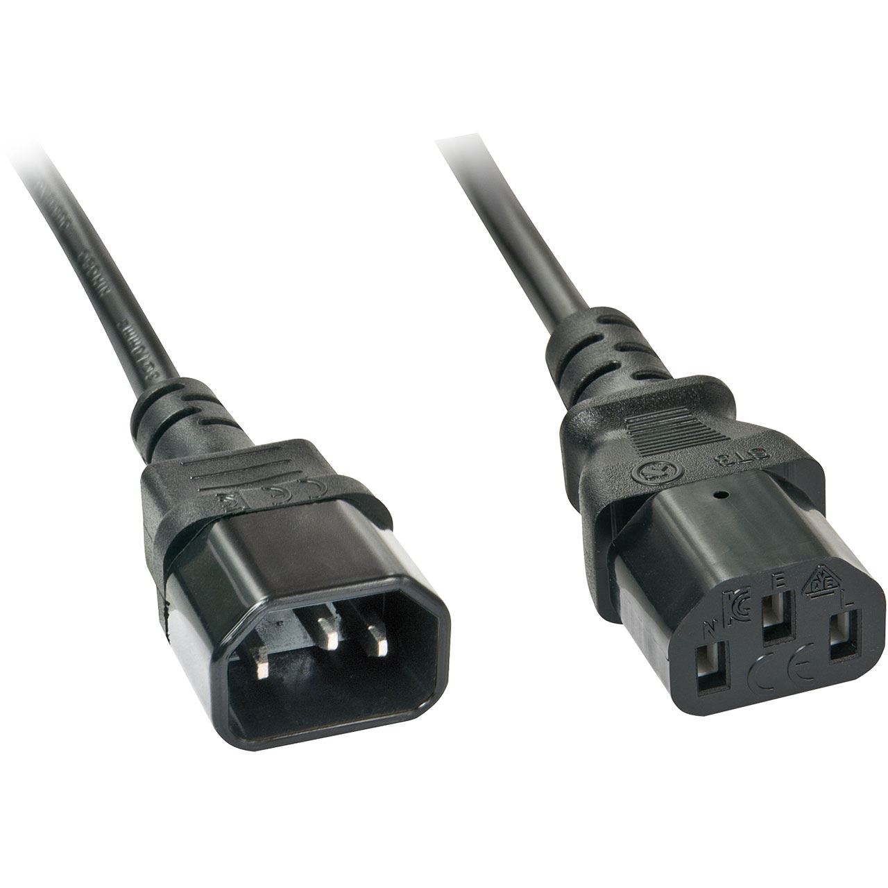 3.00m Lindy Verlängerungskabel Kaltgeräte Stecker C13 auf Kaltgeräte Buchse C14 Schwarz