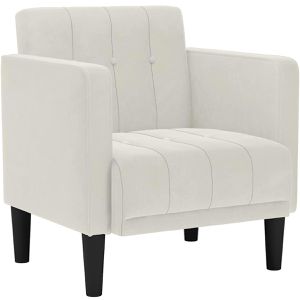 vidaXL Loungesessel 4100559, creme, mit Vierfußgestell aus Kunststoff und Stoffbezug