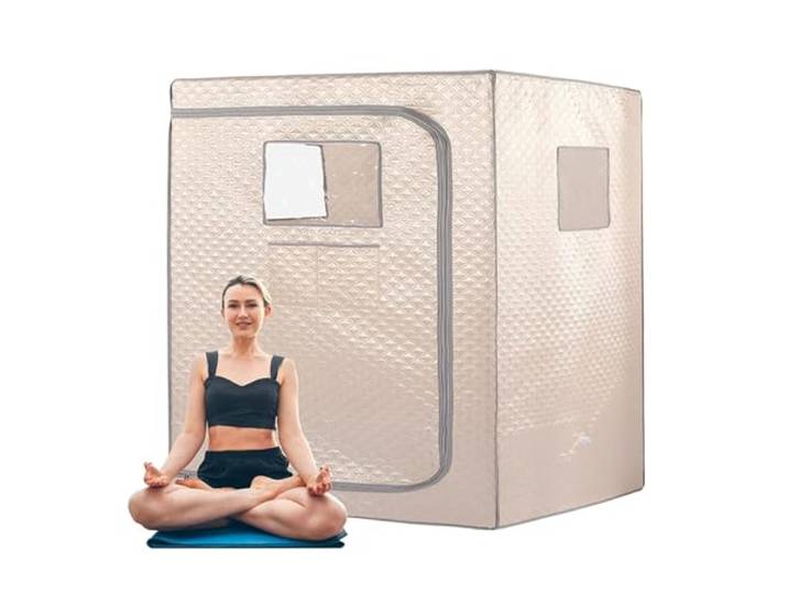 Saunazelt, Tragbares Dampfsaunazelt, 2-Personen-Saunazelt, Doppelsaunazelt in voller Größe, Body Home Spa zur Entspannung, Entgiftung, kein Dampfgarer(Champagne Gray)