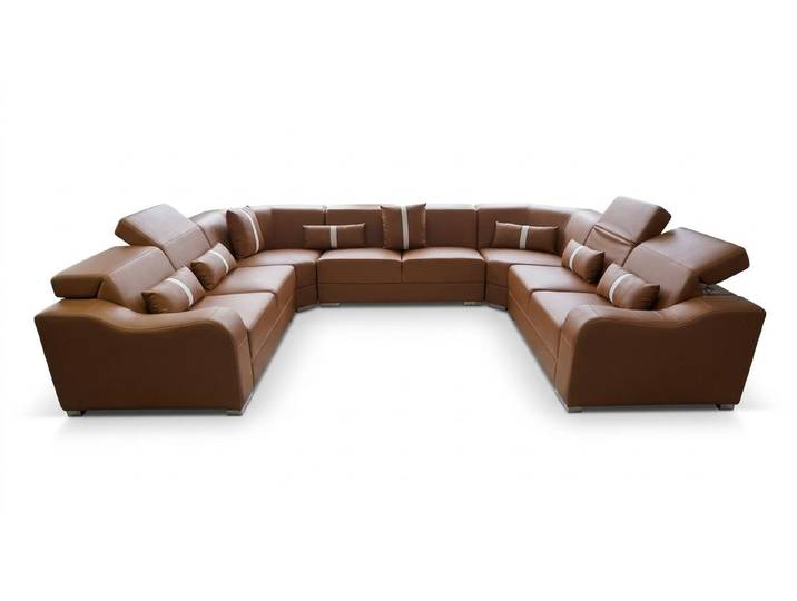 JVmoebel Wohnlandschaft Moderne U-Form Wohnlandschaft in Braun mit Holzrahmen 280x370 cm, 1 Teile, Special features