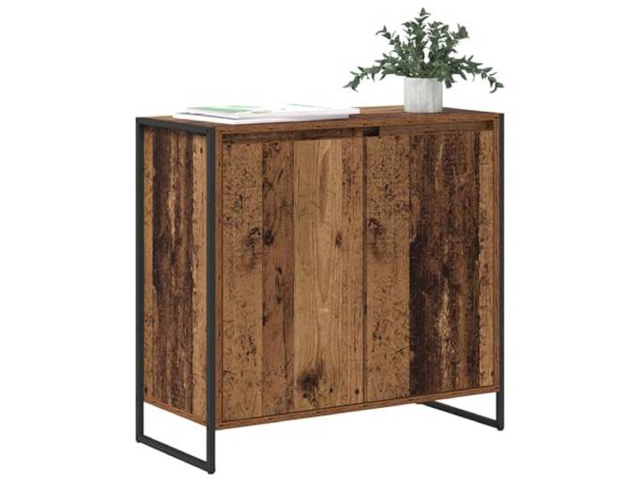 KTHLBRH Seitliches Möbelstück aus altem Holz, 79 x 36 x 75 cm Industrielles Design, Rustikal Modern, Mehrschichtholz, Schrank für Wohnzimmer