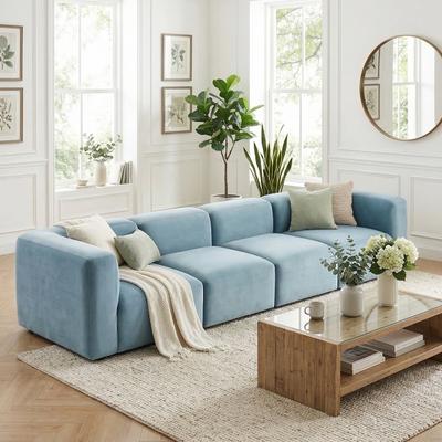 Housely "129"" Wide Modern Velvet Modular Sectional Sofa"