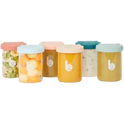 Babymoov 6er-Pack ISY Aufbewahrungsbecher Glas Bowls 250ml, mehrfarbig