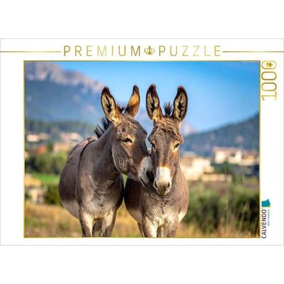 CALVENDO Puzzle Zwei Eselfreunde | 1000 Teile Lege-Größe 64x48cm Foto-Puzzle für glückliche Stunden