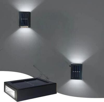Silver Stone Store Solar Powered Sunlight Waterproof, Solar Up And Down Spot Lights, Outdoor Street Wall Light Lamp For Garden Decor white