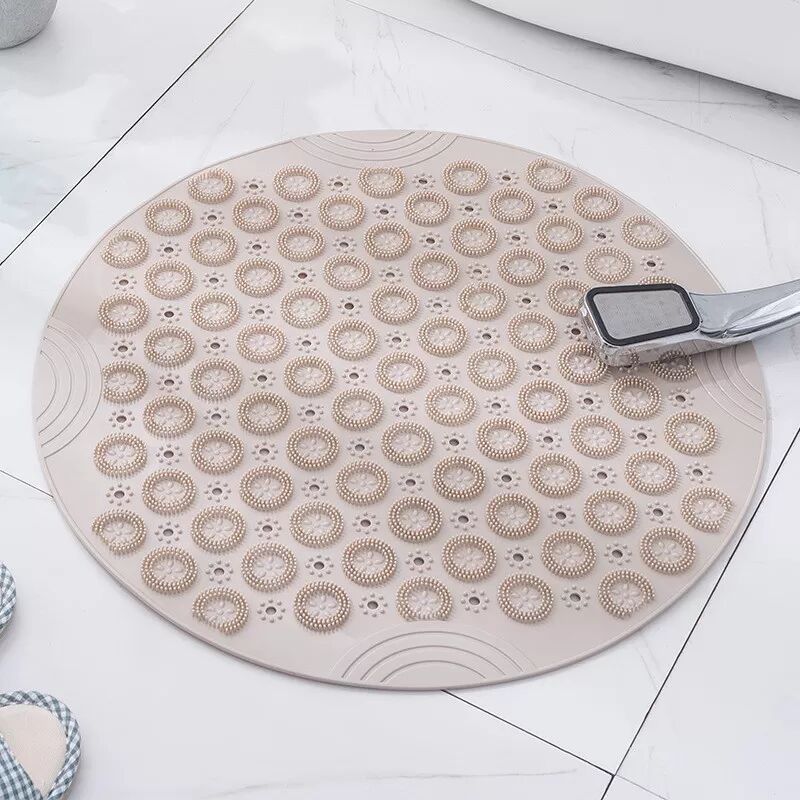 INF Rutschfeste Badematte, TPE Duschmatte mit Ablauflöchern, 30cm Rund Weiß