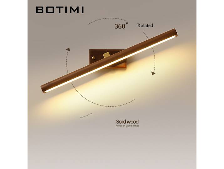 BOTIMI-Applique Murale en Bois pour Chambre à Coucher, Brochure Nordique, Cuivre, à Côté de l'Applique, Miroir, Éclairage Marron