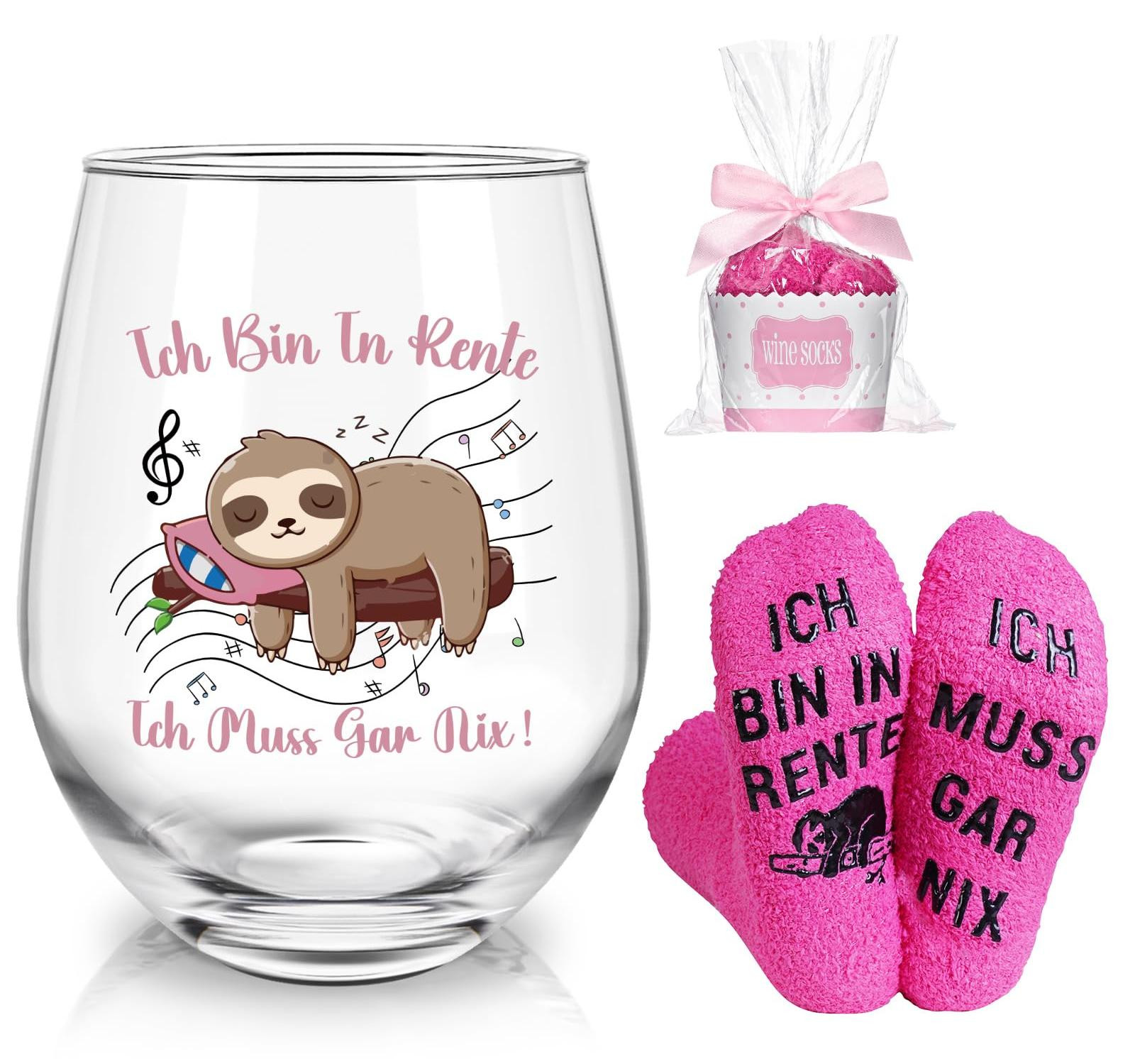 Dripio Wijnglas met sokken, roze, 520 ml