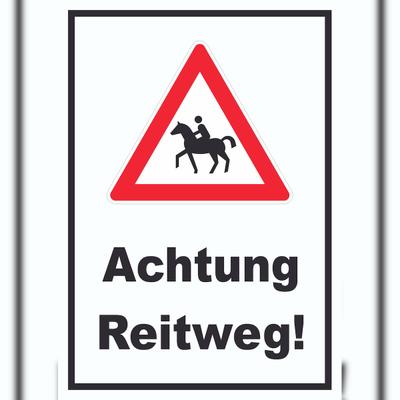 HB-Druck Achtung Reiterweg Schild Vorsicht Pferde A1 Rückseite selbstklebend