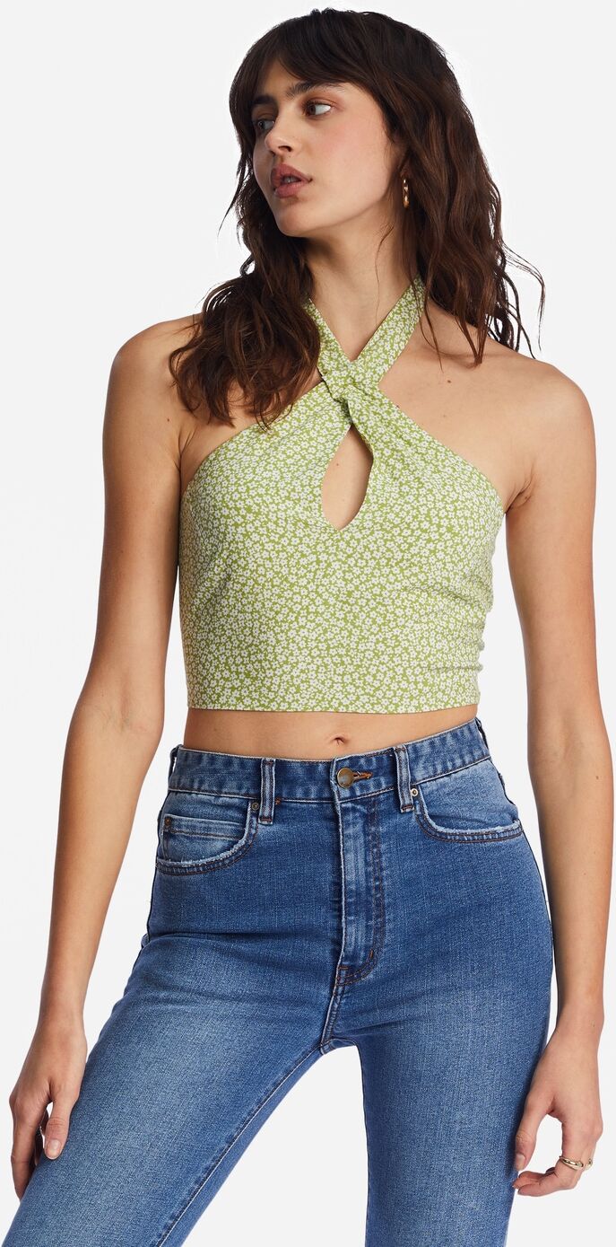 Crop-Top BILLABONG "Retro Wave", Damen, Gr. L, grün (moss meadow), Obermaterial: 100% Viskose., Hemden Crop-Top moss meadow L