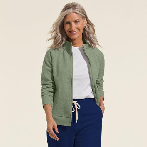 Serious Sweats Reißverschluss-Jacke für Damen, Damen, size: regular, Grün, Baumwoll-Mischung/Polyester-Mischung, by Lands' End