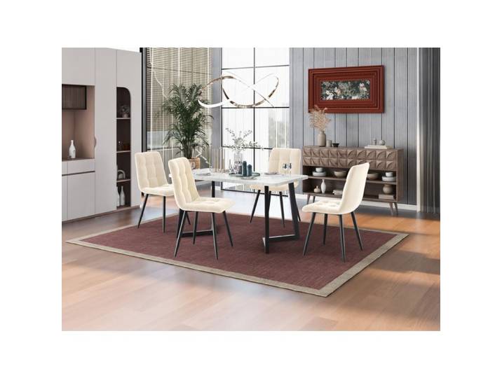 Fauteuil Nouveau Premium sense chaises de salle à manger (4) beige set de 4 chaises rembourrées Design avec dossier sièges avec