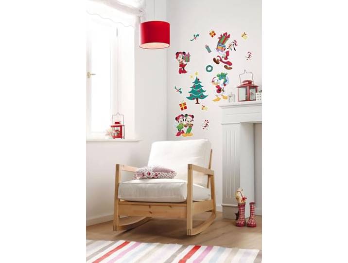 Disney Deco-Sticker von Komar - Mickey Christmas Presents - Größe: 50 x 70 cm - 17 Teile - Wandtattoo, Kinderzimmer, Dekoration