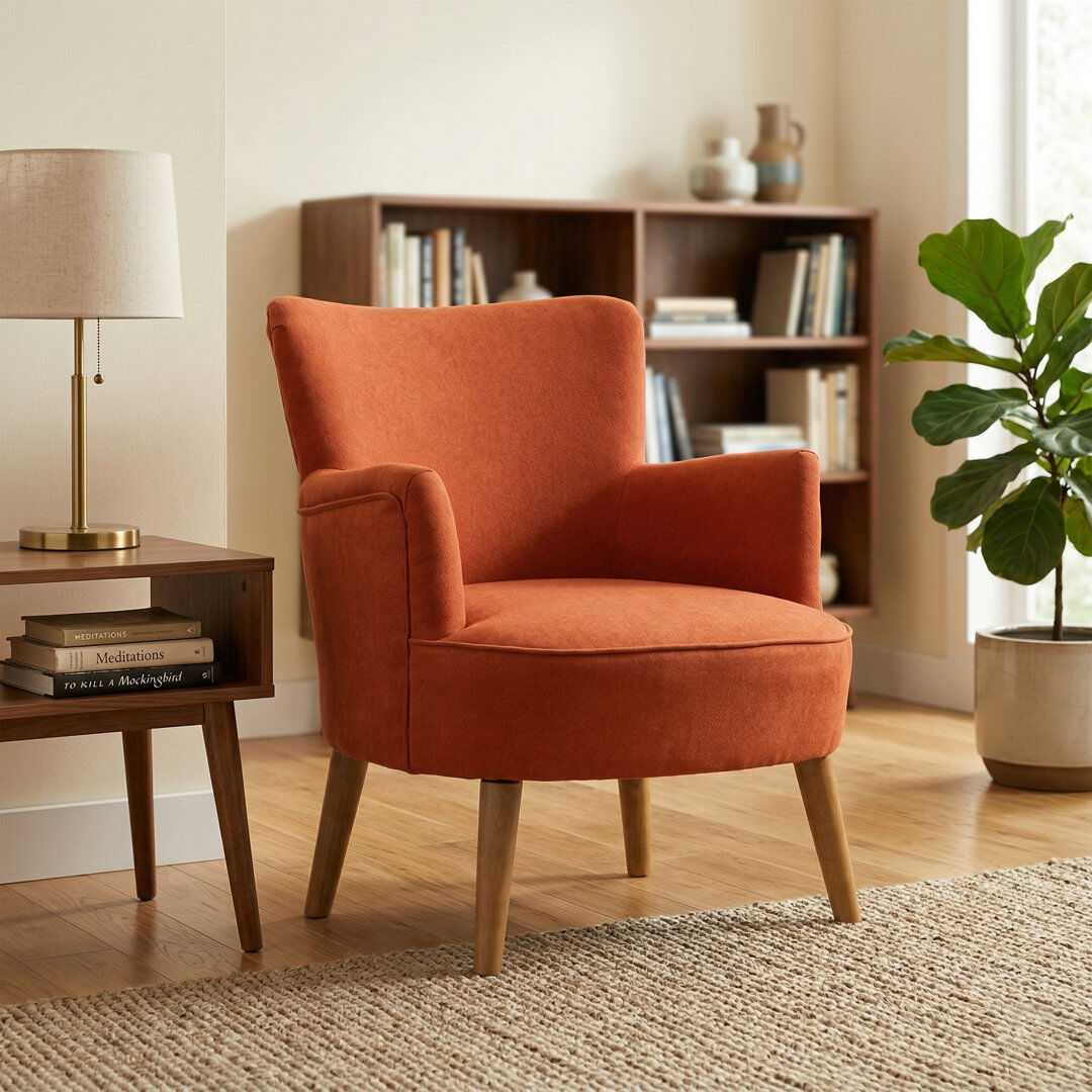 Zipcode Design Acevedo Oak Tub Chair Orange 80cm H X 65cm W X 72cm D