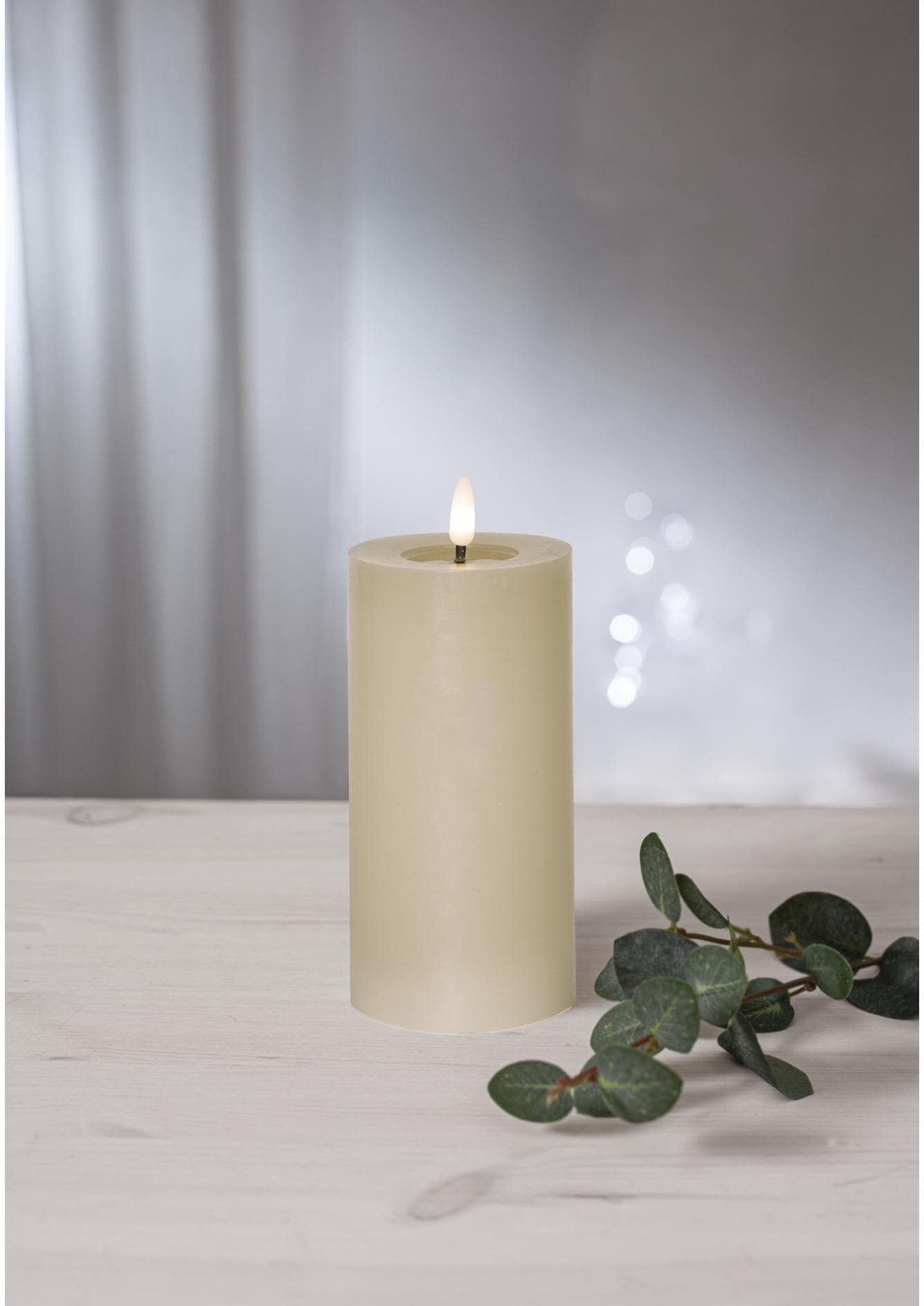 LED-Kerze "Star Trading LED-Kerze Flamme Flow", beige, B:7,5cm H:17,5cm T:7,5cm, Kerzen, LED-Kerze beige Ø/H: 7,5cm x 17,5cm