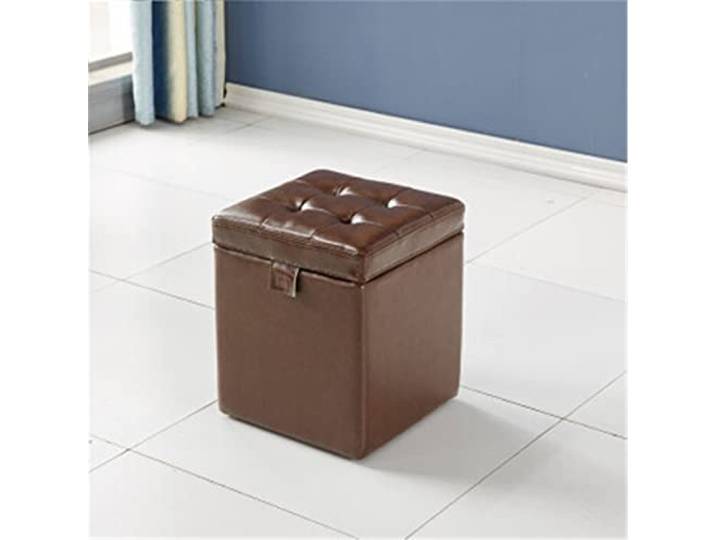 JXXUIRUIEEN Aufbewahrungshocker, Lederhocker, Schuhwechselhocker für Flur, Zimmer,(Braun)
