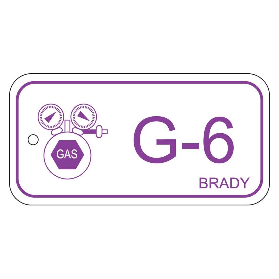 Brady B-7527, Polypropylen Schild, Energy Source Tag - Gas, 75 x 38mm, Violett auf Weiss, Beschrift (ENERGY TAG-G-6-75X38MM-PP/25)