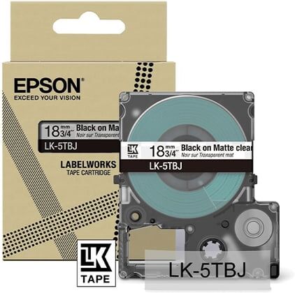 Epson LK-5TBJ fita mate preto sobre transparente 18mm