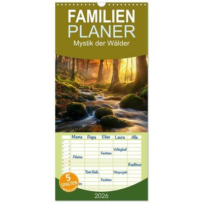 Familienplaner 2026 - Mystik der Wälder mit 5 Spalten (Wandkalender, 21 x 45 cm) CALVENDO