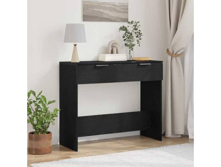 HKGNMBS Konsolentisch Eiche Schwarz 30 x 36 x 75 cm Aus Holz, Schubladen mit matter Oberfläche, minimalistisches Design, für Flur und Eingang, mit weichem Tuch abstauben