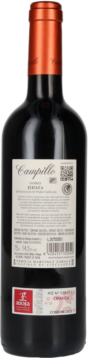 Bodegas Campillo Campillo Crianza Rioja DOC 2022 14,5% Vol. 0,75l